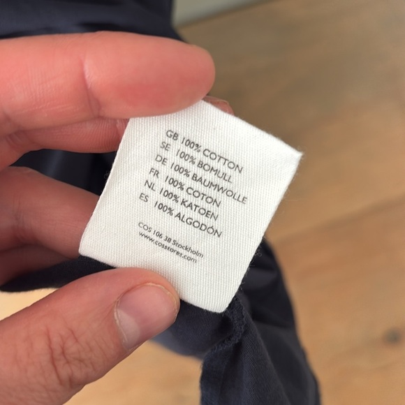 COS Draped Navy Blue Cotton Dress | Size M - Picture 4 of 5